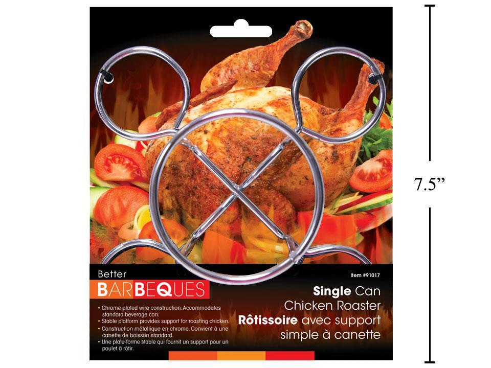 BBQ Single Can Chicken Roaster, 7.5"W,Chromeplated