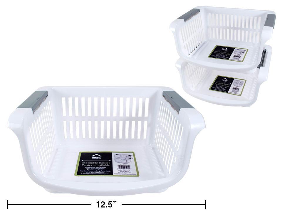 H.E. Stackable Basket with Coloured Handles