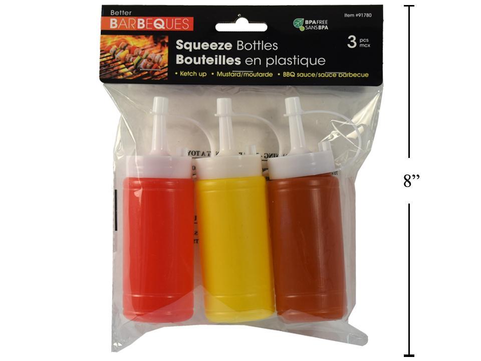 BBQ Set/3 Condiment Squeeze Bottles , pbh , 3asst./bag