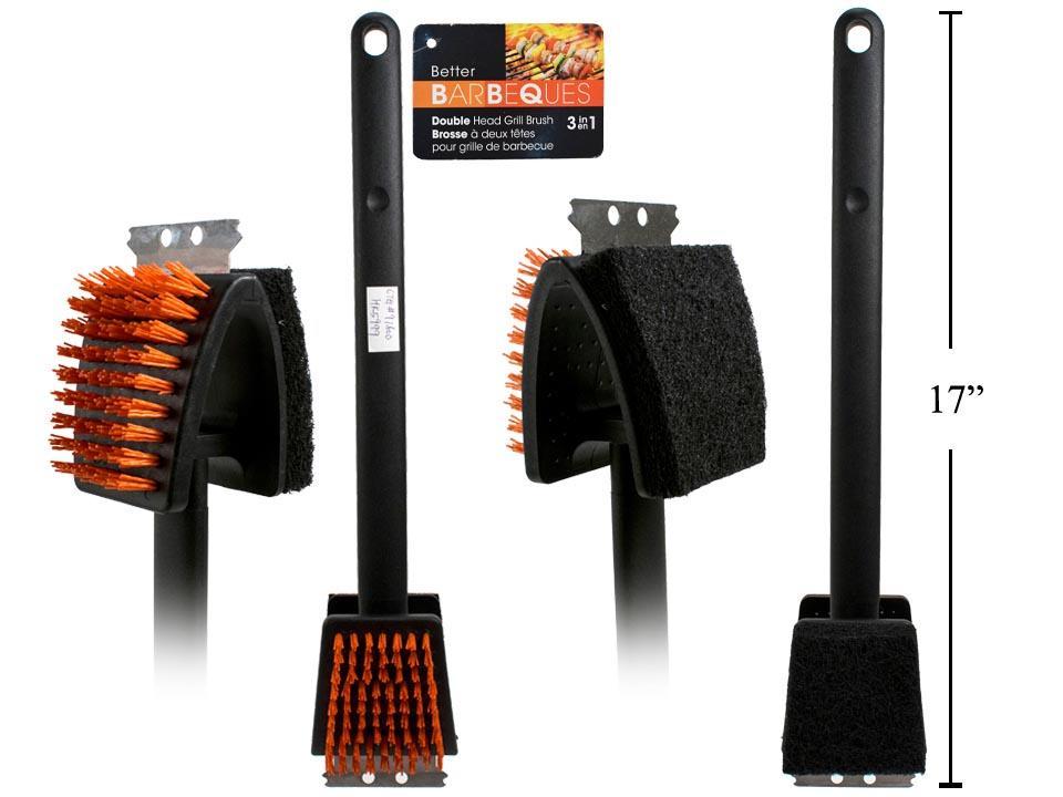BBQ 17" Nylon Bristle 3-in-1 Grill Brush