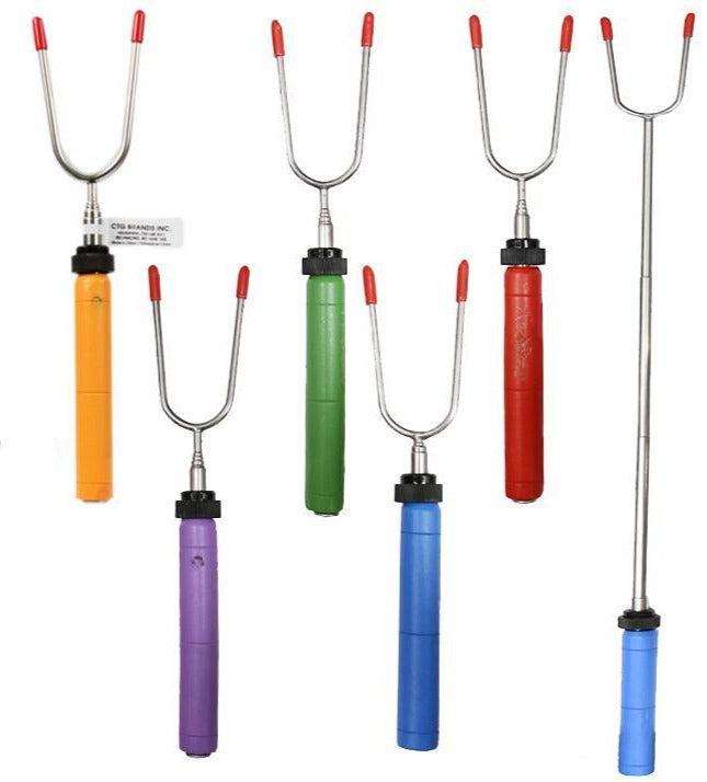 BBQ Rotating Telescopic Fork w/Wood Handle,extends to 33",5col.