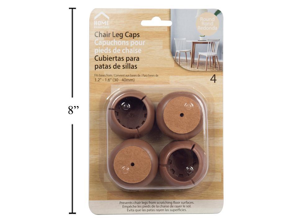 H.E. Large 4-Piece Round Chair Leg Caps, 30-40mm