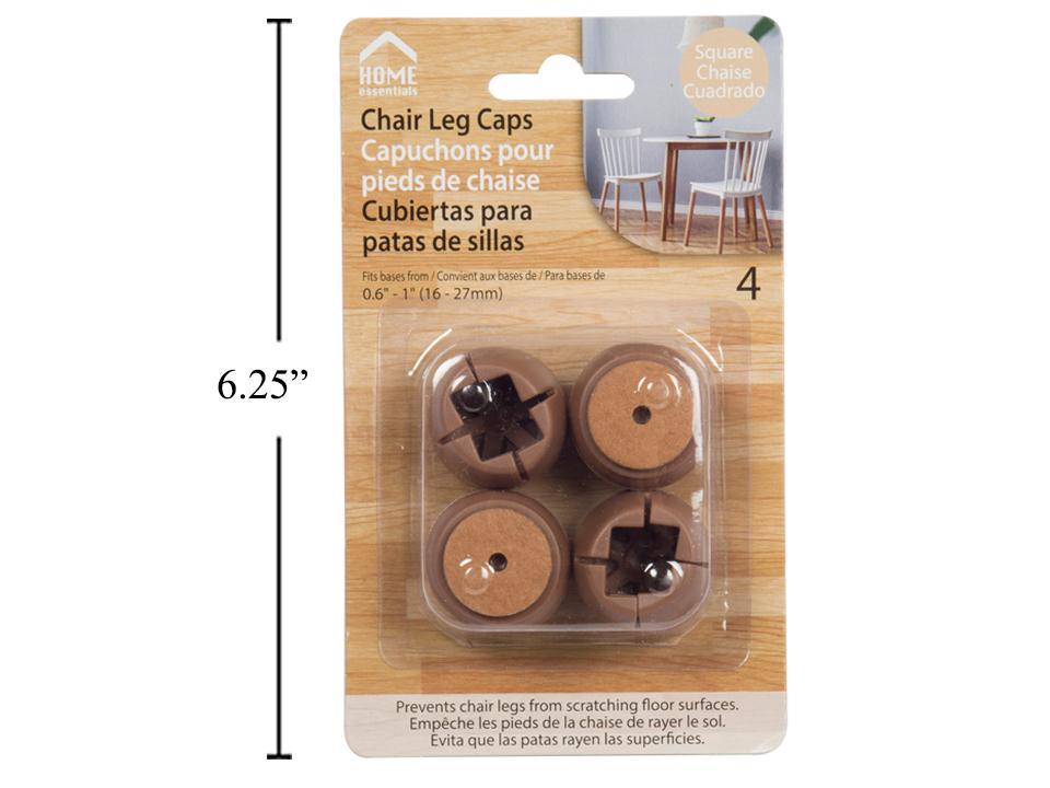 H.E. Small 4-Piece Square Chair Leg Caps, 16-27mm