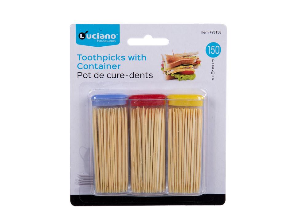 Luciano 3-Pack 50-Piece Toothpicks with Container