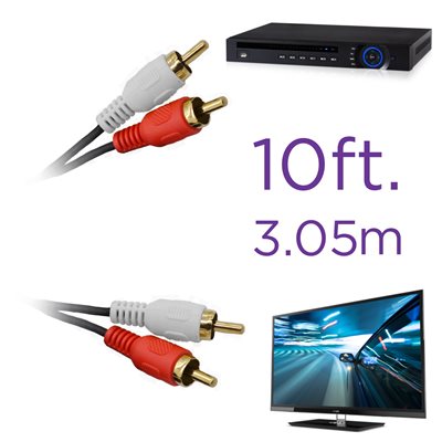 10 Ft. Dual RCA Male-to-Male Cable