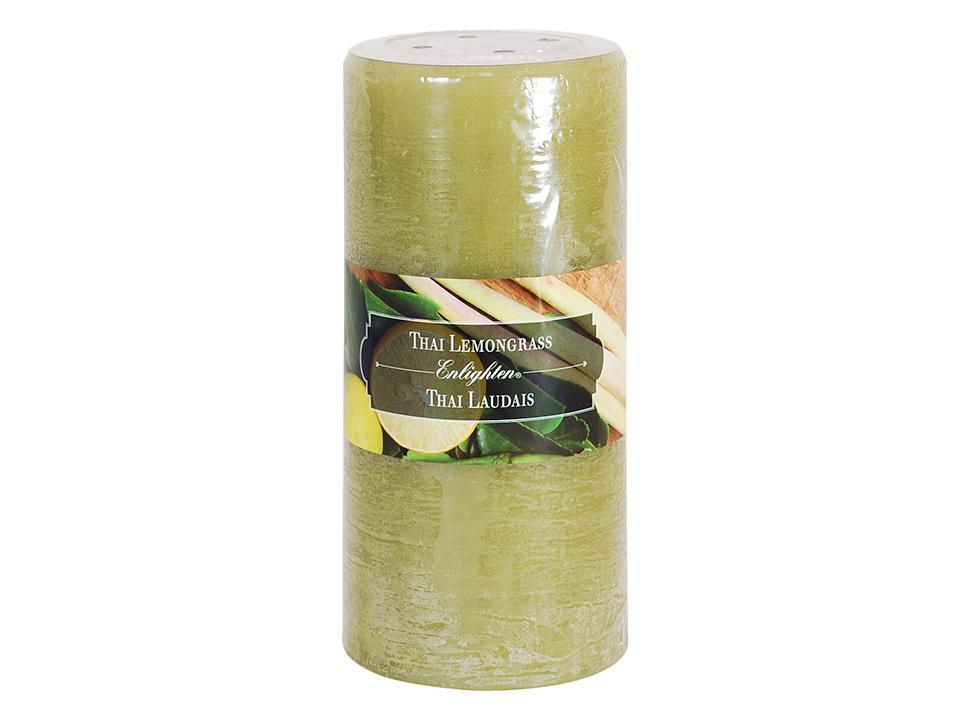 Enlighten 6-Inch Scented Pillar Thai Lemongrass with 72 Hours Burn Time