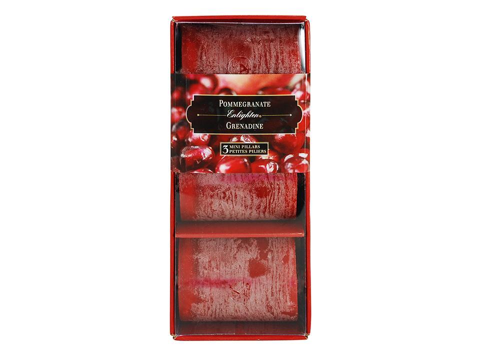 Enlighten 3-Pack 2-Inch Mini Scented Pillars, Pomegranate