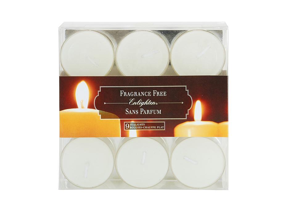Enlighten 9-Pack Clear Cup Unscented Tea Light, White