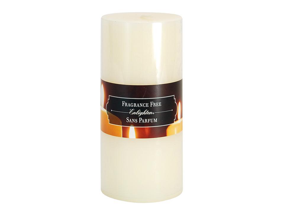Enlighten 6-Inch Unscented Ivory Pillar Candle, 72 Hours