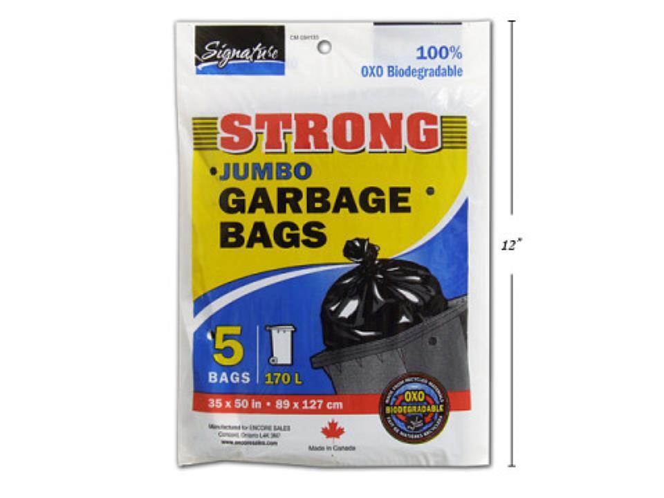 SiG.Kit 5-Piece 35x50" Durable Outdoor Jumbo Garbage Bags in Black