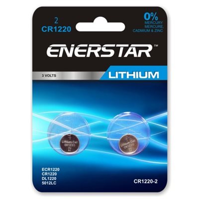 CR1220 Lithium 3V Battery, Pack of 2