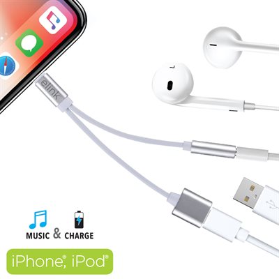 Lightning to 3.5mm Headphone Jack Adapter with Charging Port