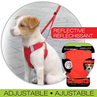 Small Dog and Puppy Harness with Reflective Stripes in Red