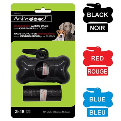 Dog Waste Bag Dispenser with 2 Refill Rolls of 15 Biodegradable Bags Each