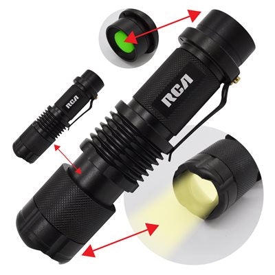 RCA 350LM Metal Flashlight with Zoom Feature