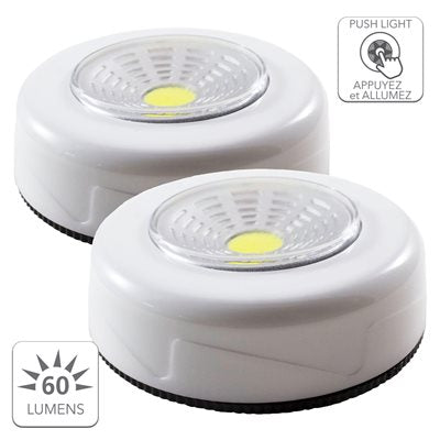 RCA COB LED Stick-On Puck Light, Pack of 2