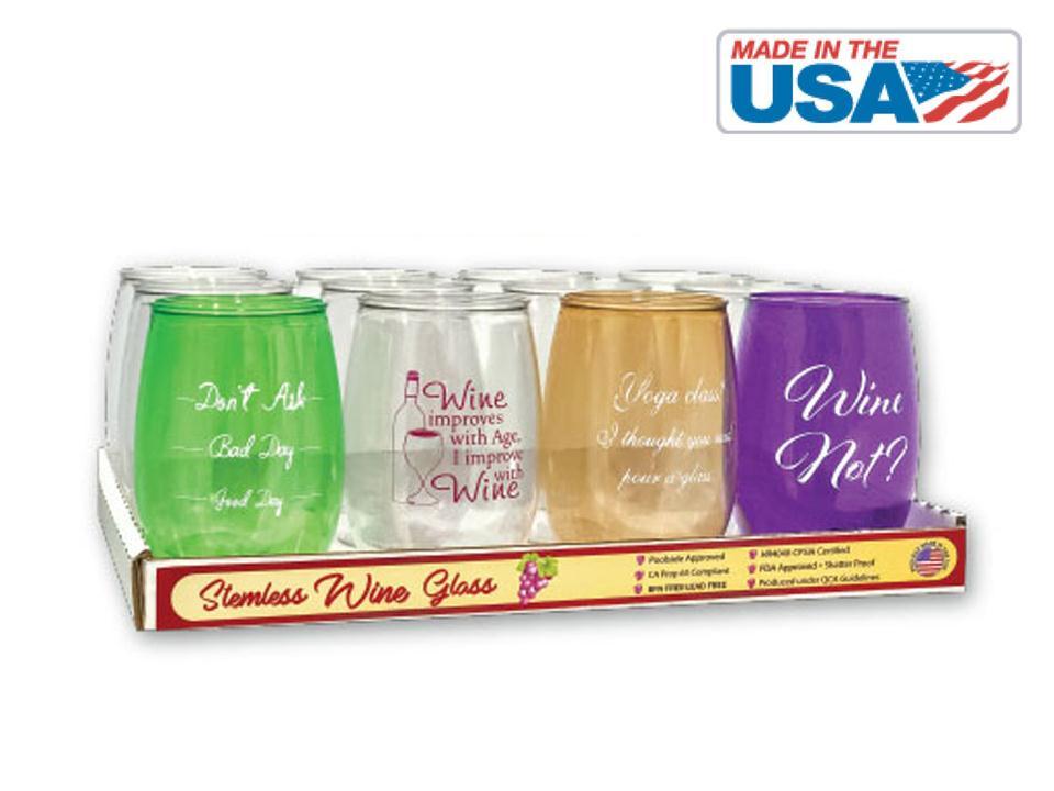 10oz. Shatterproof Plastic Stemless Wine Glass