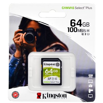 64GB SDXC Canvas Select Plus with 100R Speed, C10, UHS-I U1, and V10 Features