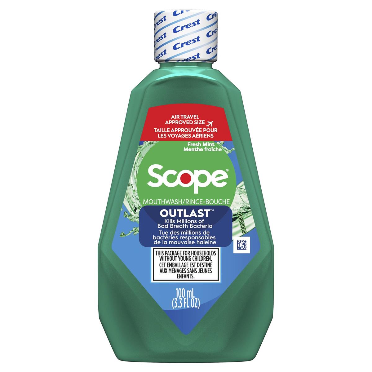 CREST Scope Outlast Mint Mouthwash, 100 mL