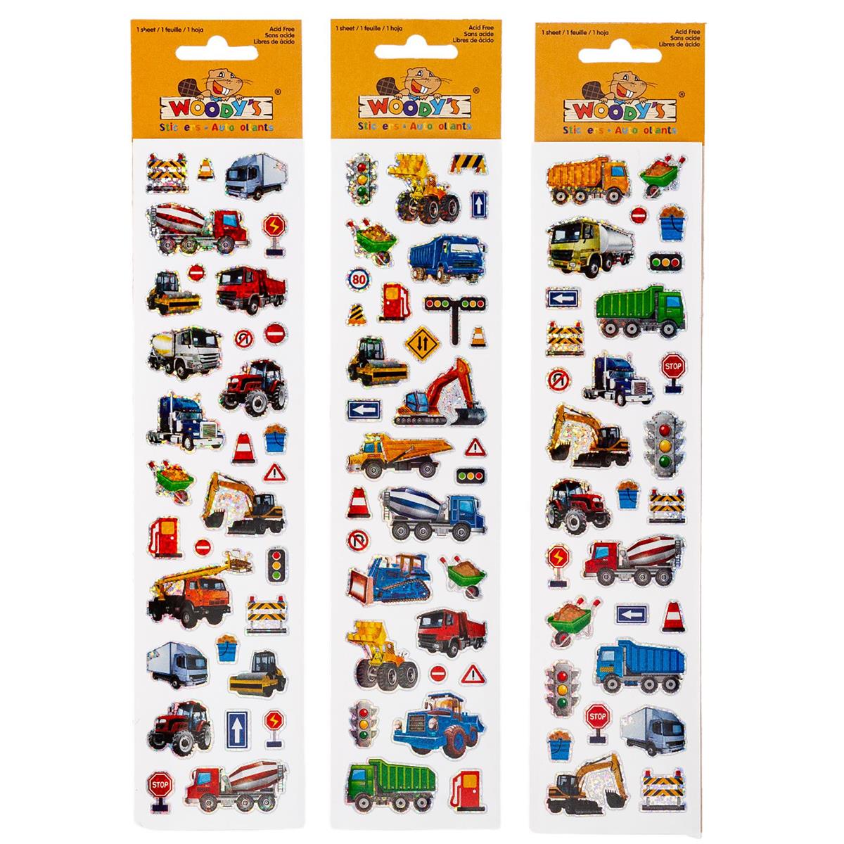Woody’s Construction Holographic Stickers, 3 Styles