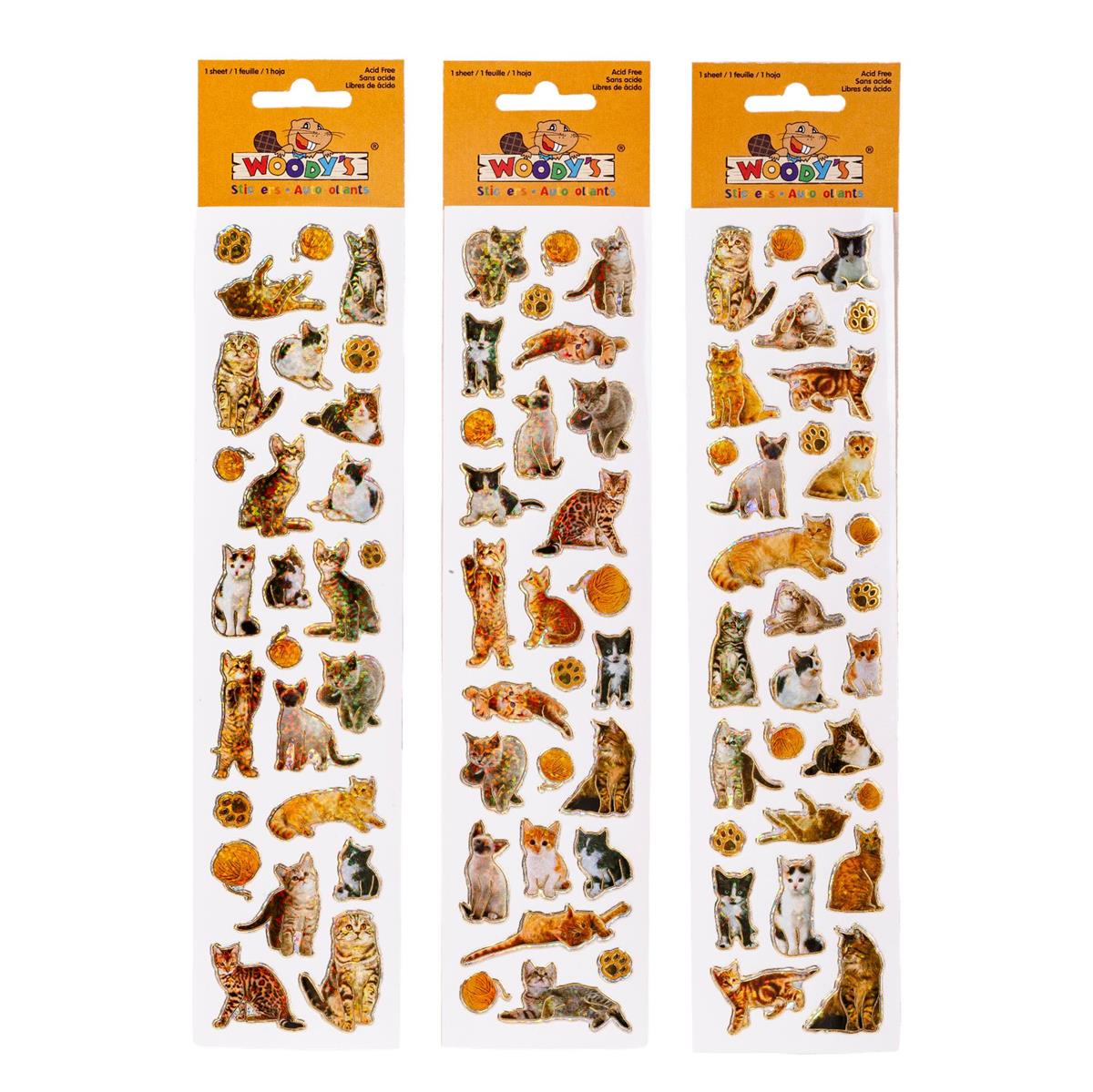 Woody's Kittens Stickers with Golden Outline
