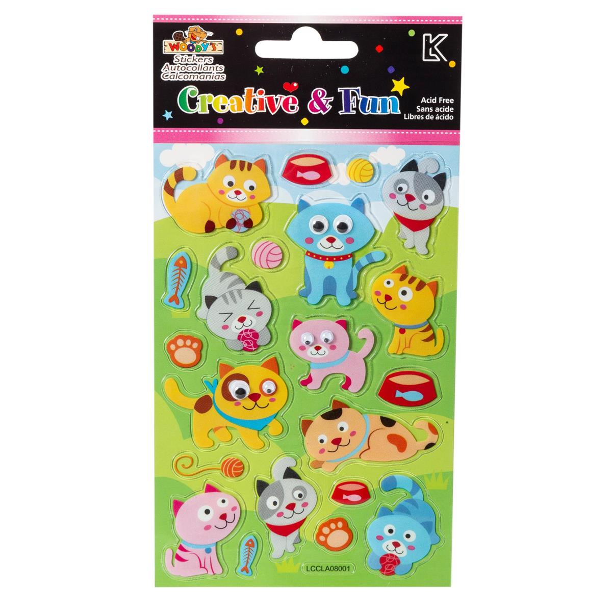 Woody's 4" x 6" Googly Eyes Cat Stickers