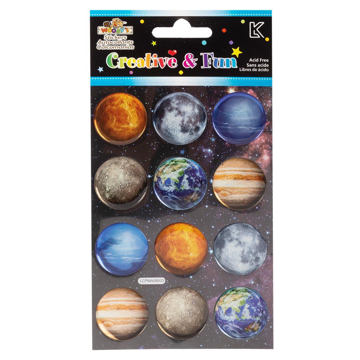 Woody's Planet Crystal Stickers, 4" x 6"