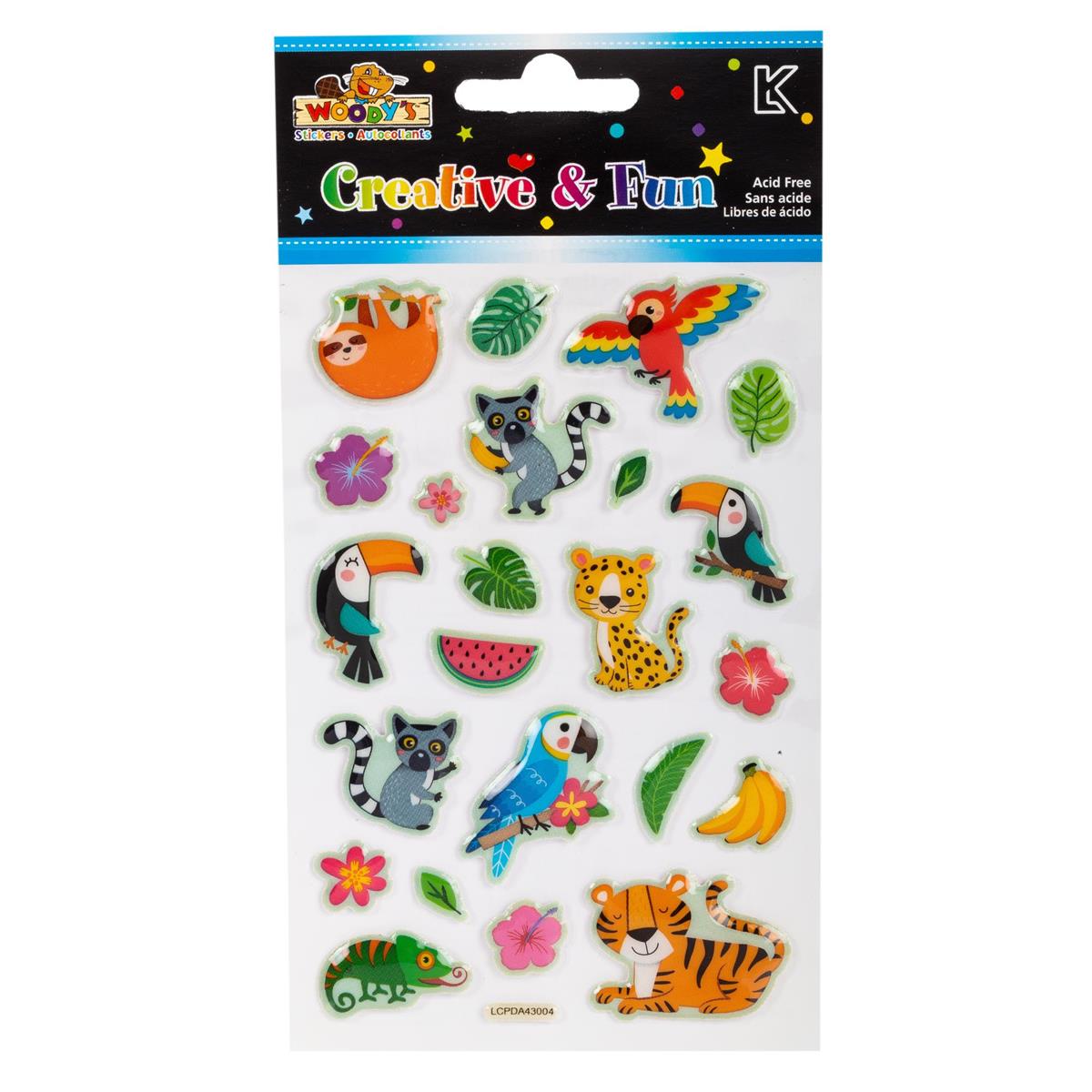 Woody's Tropical Puffy Stickers, 4" x 6"