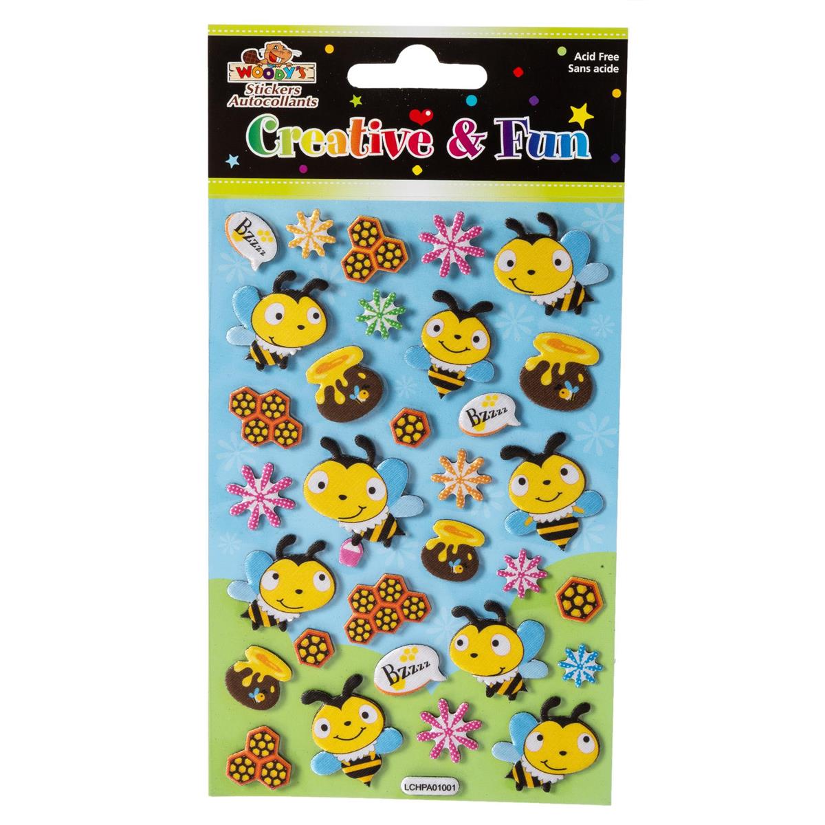 Woody’s Honey Bee Handmade Stickers, 4" x 6"
