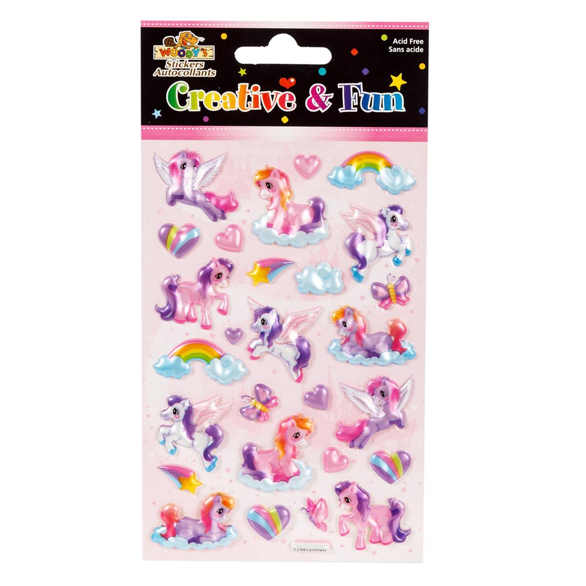 Woody's 4" x 6" Puffy Unicorn Stickers