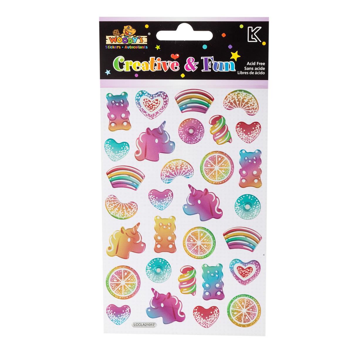 Woody's Crystal Gummy Stickers, 4" x 6"
