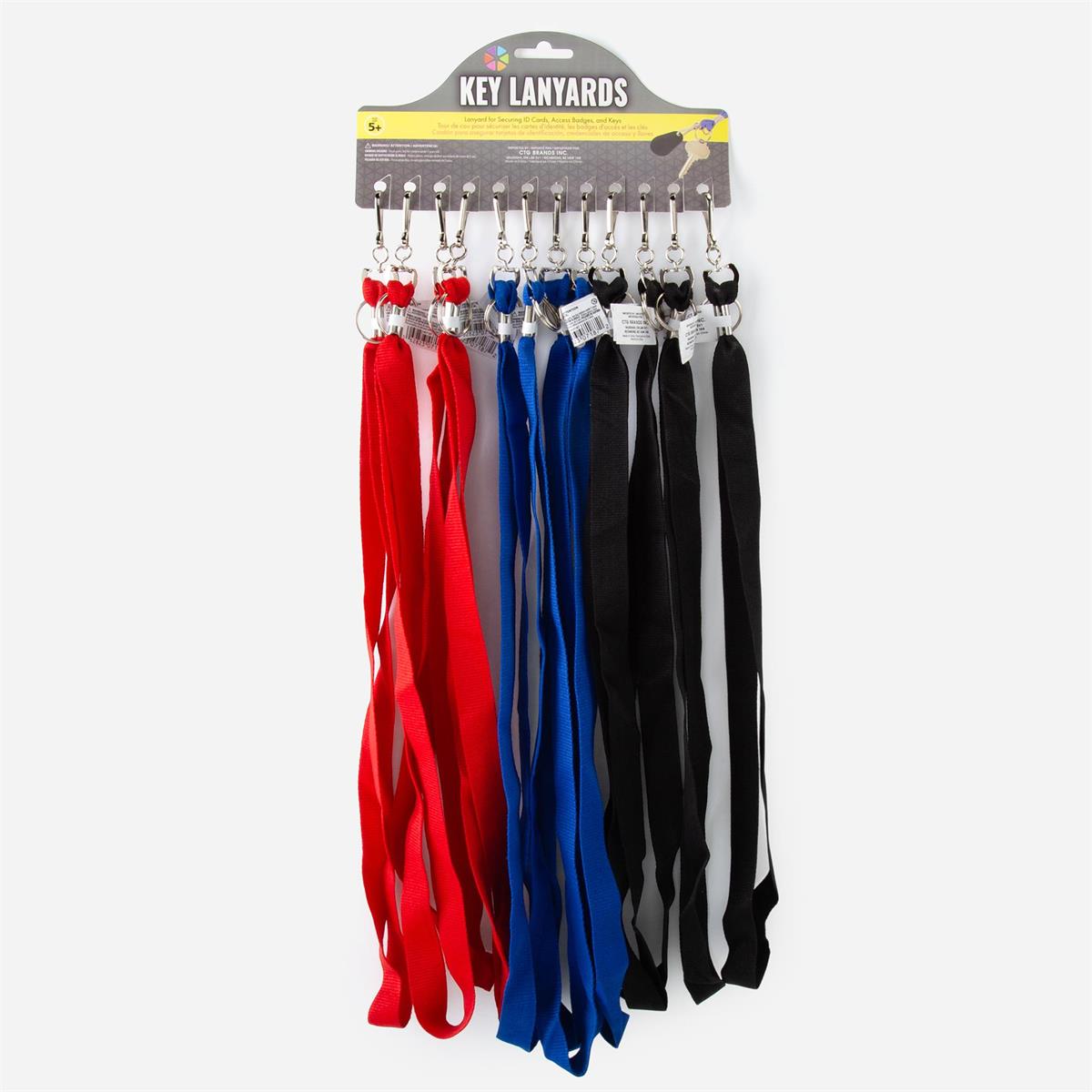 17" Lanyard with Hook and Ring, Assorted Colors
