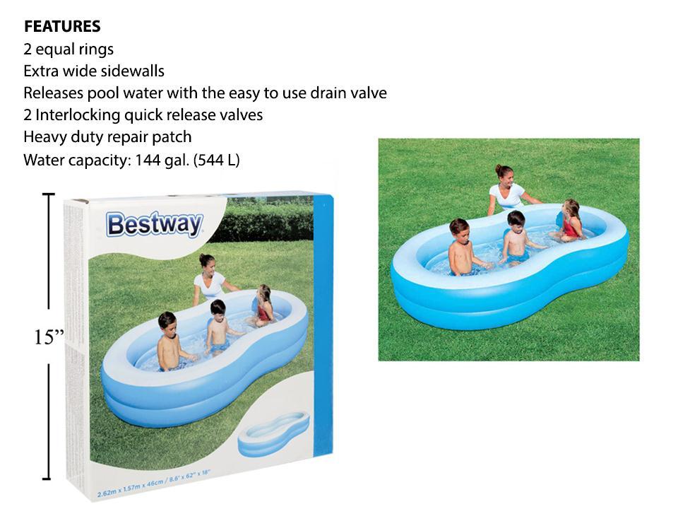 The Big Lagoon Family Inflatable 2-Ring Pool, 103"x62"x18"