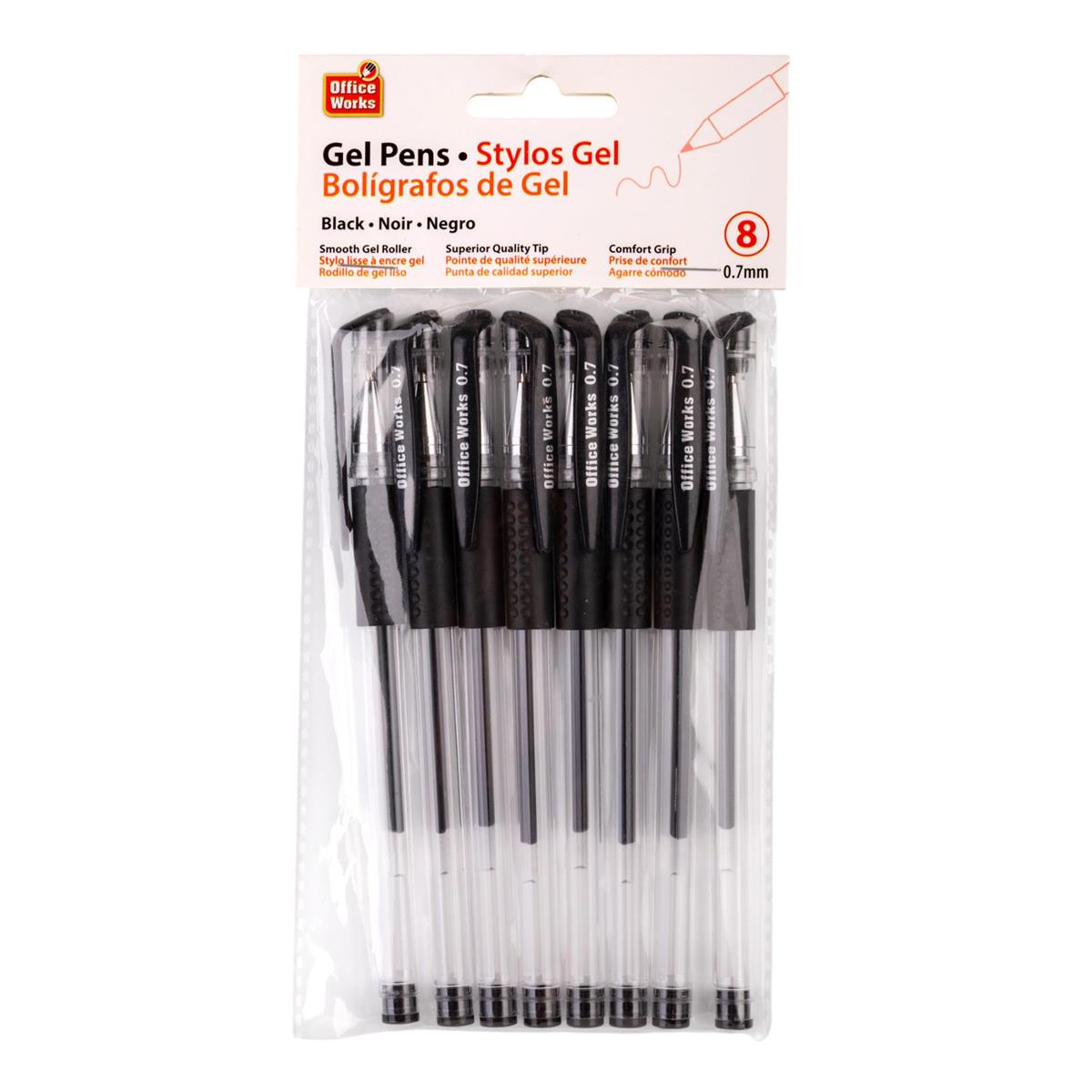 8-Piece Black Gel Roller Pens