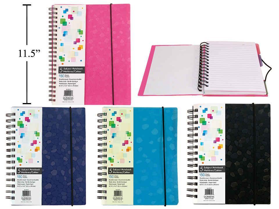 5-Subject Notebook, 8.75x11.5", 150 Sheets, Ruled
