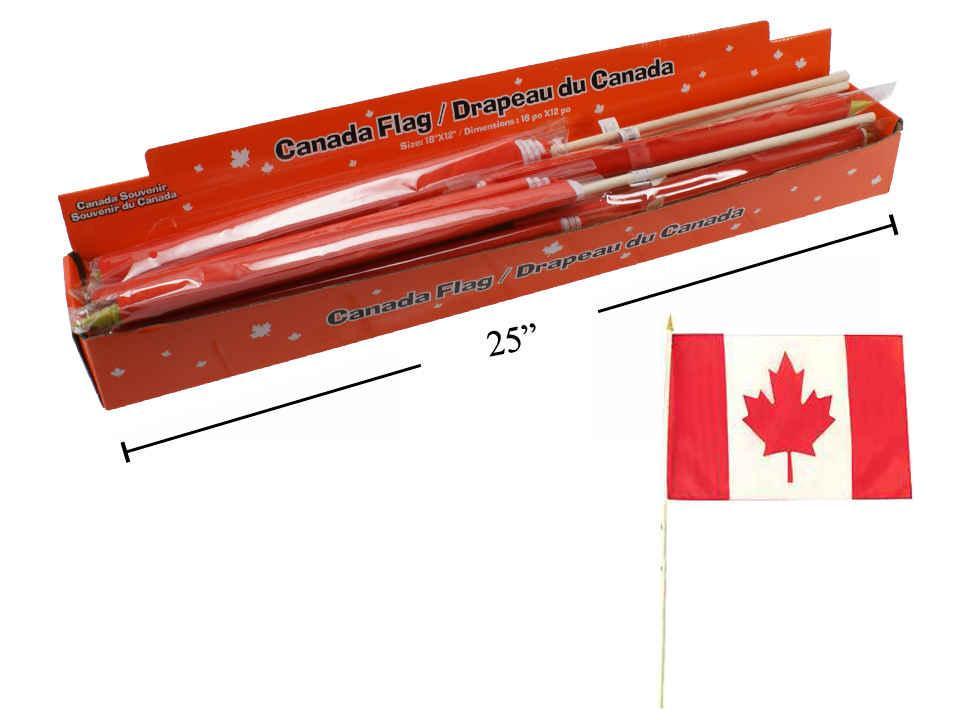 Canada Flag with Stick 18"x12" Nylon