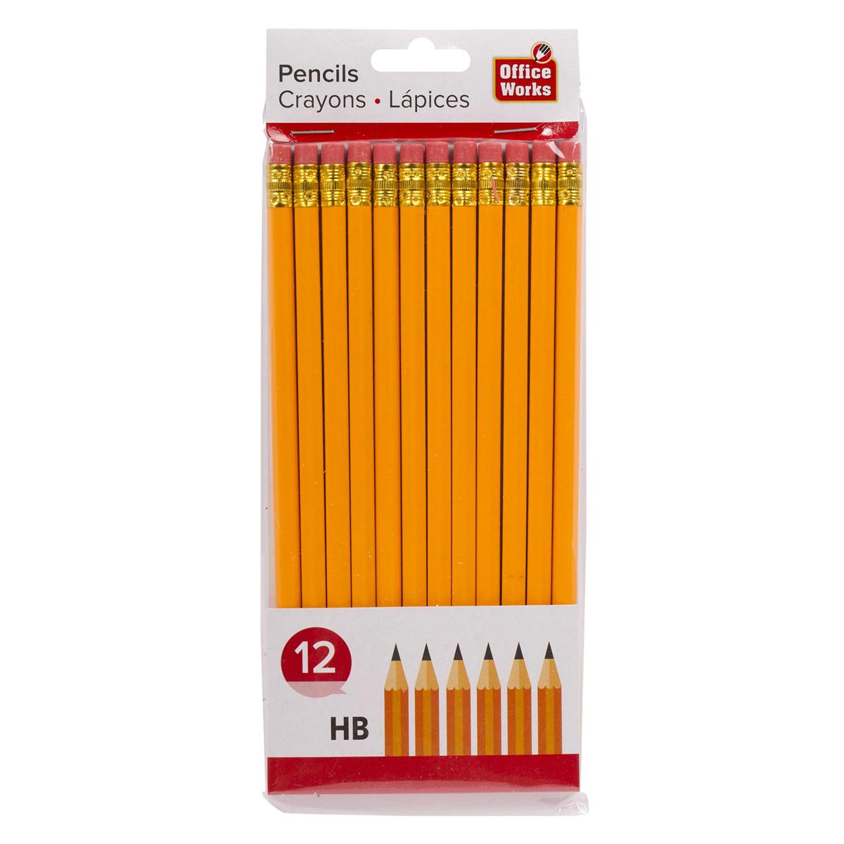 O.WKs. HB Pencil with Eraser, 12-Piece, Packaged in Poly Bag Header