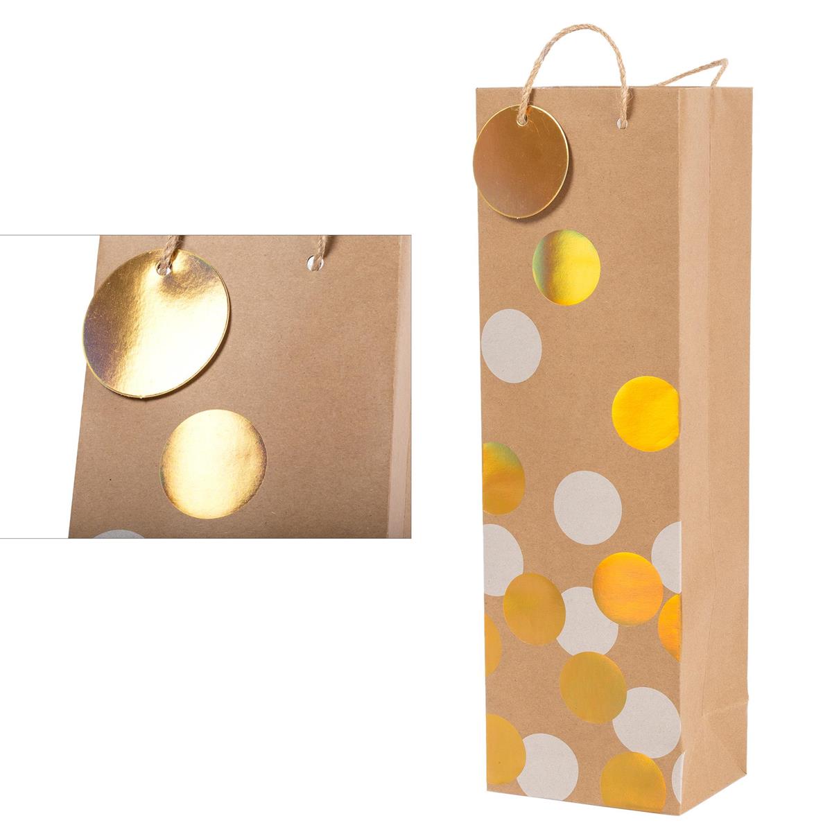 Paper Bottle Gift Bag with Iridescent Dots
