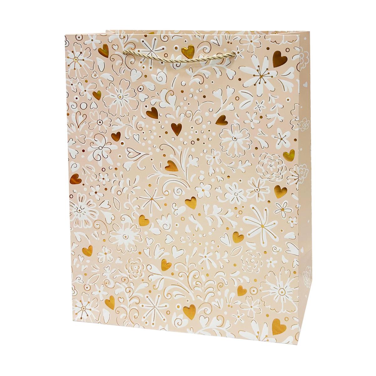 Medium Pink Floral Heart Gift Bag