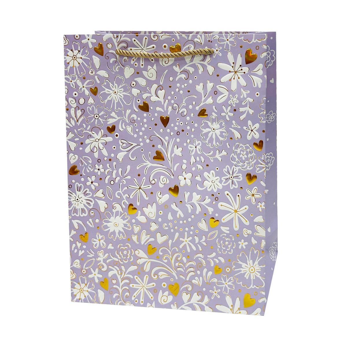Medium Purple Floral Paper Gift Bag