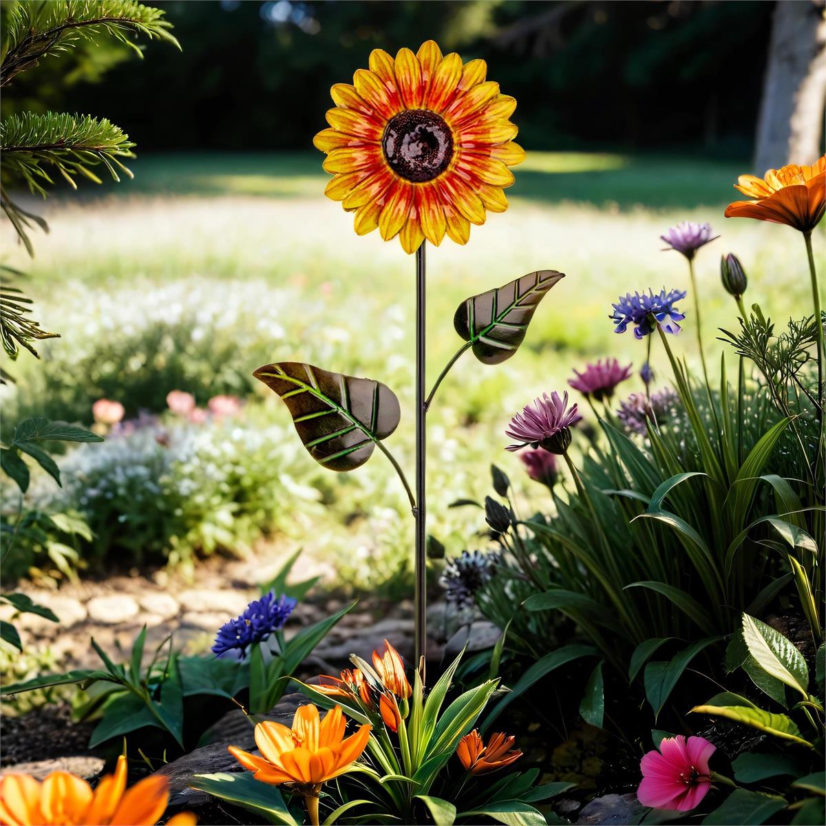 Country G. 26.5"H Metal Sunflower Garden Stake