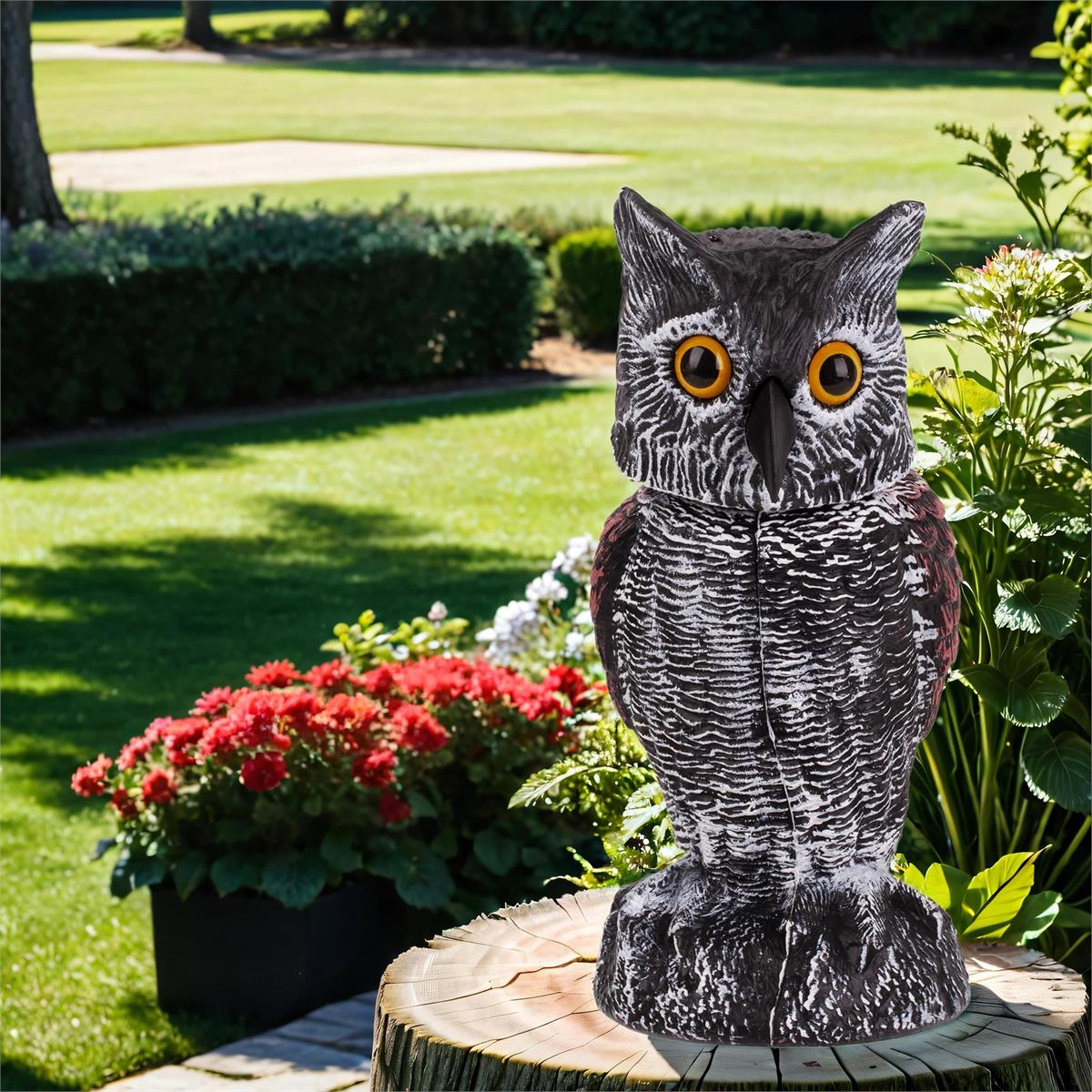Garden E. 11" Fake Owl Decoy with Rotating Head
