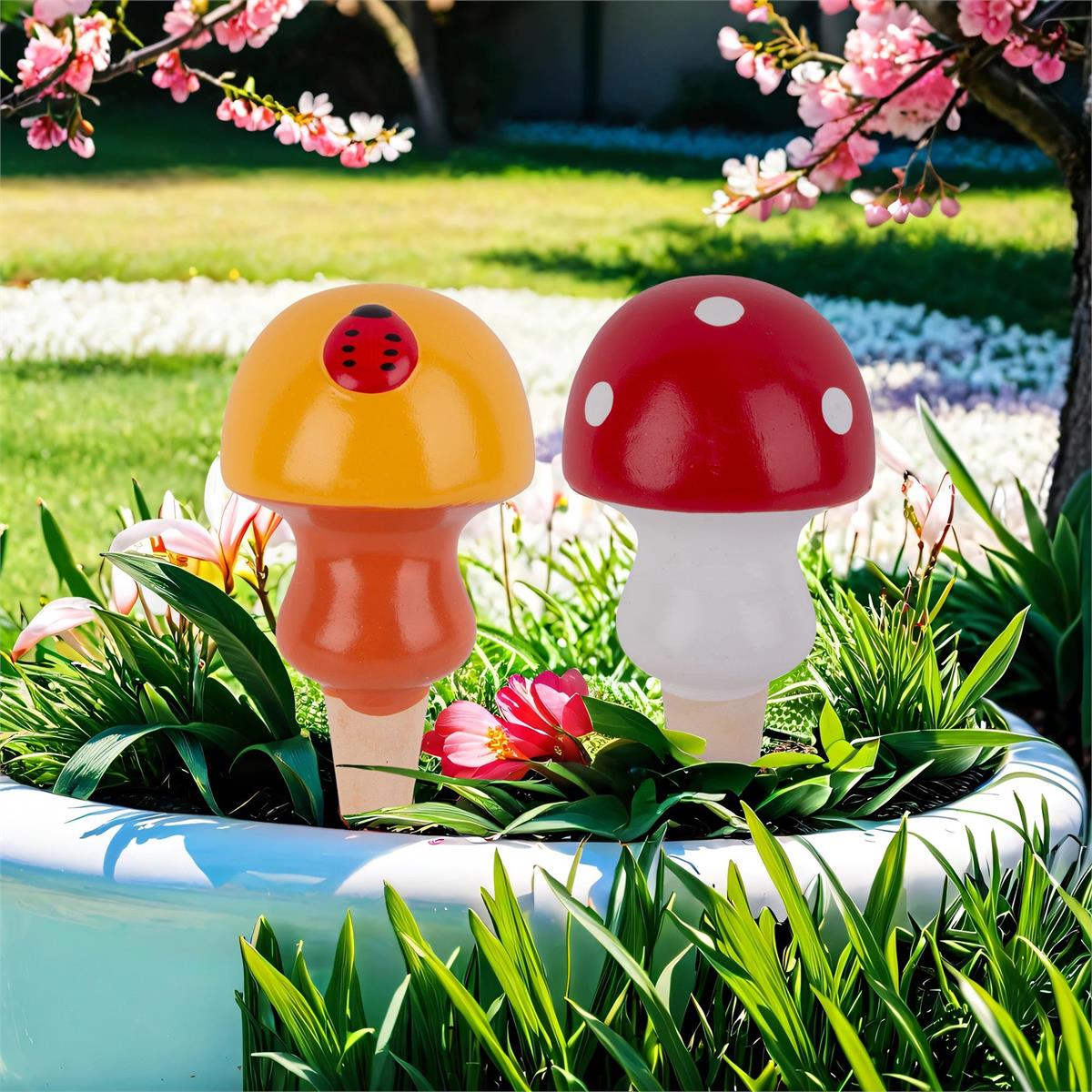 Terracotta Self Watering Mushroom Spike, 6.5", 2pcs