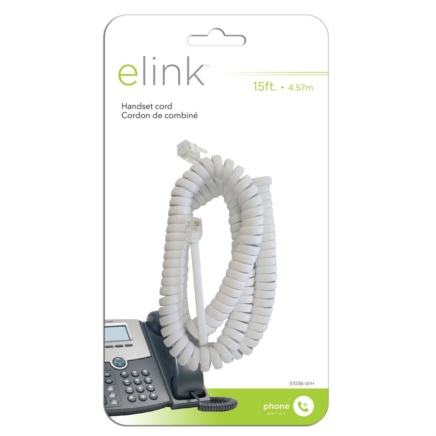 15 Ft. White Phone Handset Cord