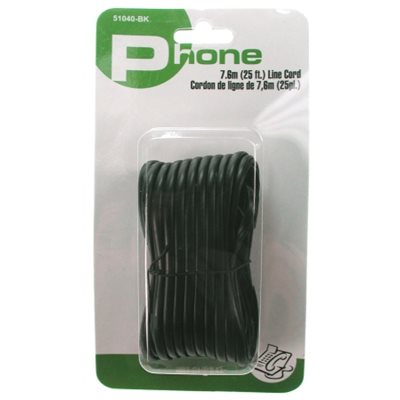 25 Ft. Black Phone Line Cord