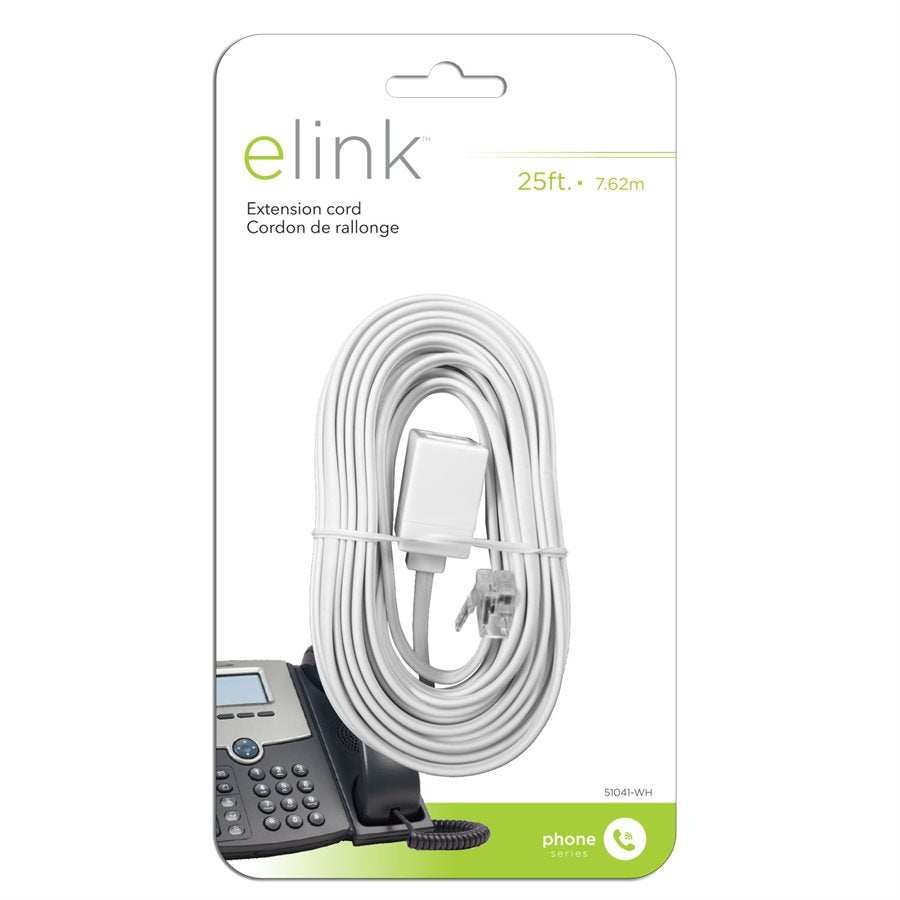 25 Ft. White Phone Extension Cord
