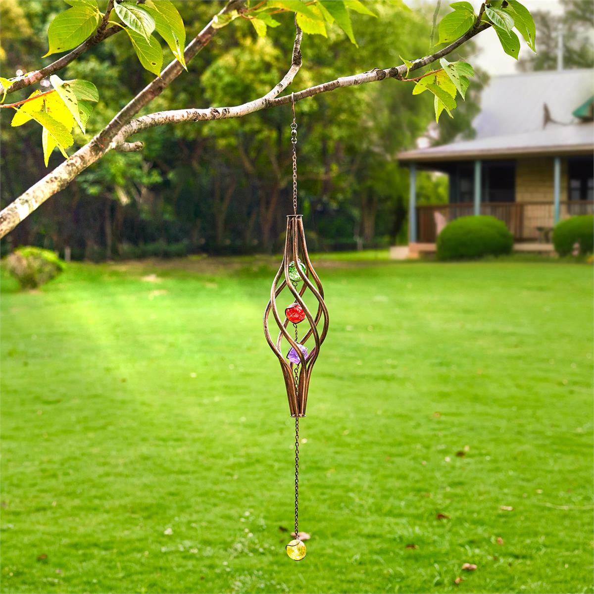 Country G. 31" Hanging Spiral with Glass Balls