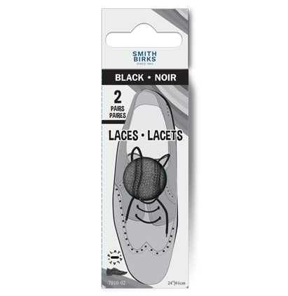 Black Flat Shoelaces, 2 Pairs, 24 in.