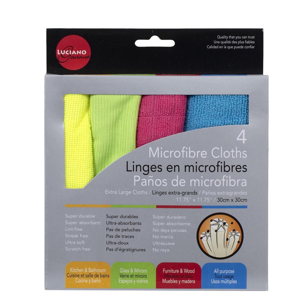 L.Gourmet Microfibre Cleaning Cloth, 4-Pack, 11.75x11.75"