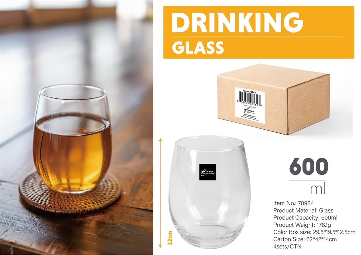L.Gourmet Drinking Glass 600ml